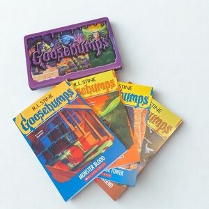 Goosebumps Book Lot w/ Collector Tin Monster Blood and 3 other R.L.Stine books